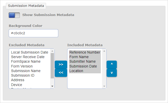 "Submission Metadata" in the PDF editor
